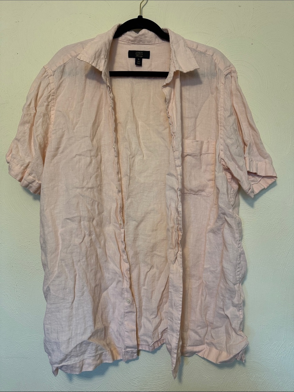 Club Room Light Pink Linen Short-Sleeve Button-Down Shirt